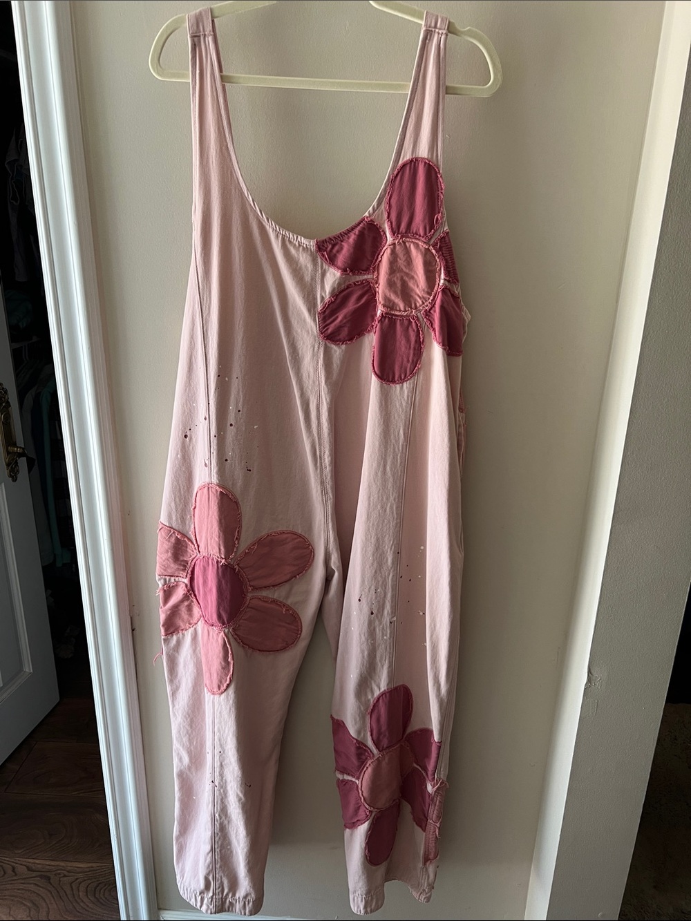 Pink Floral Appliqué Jumpsuit